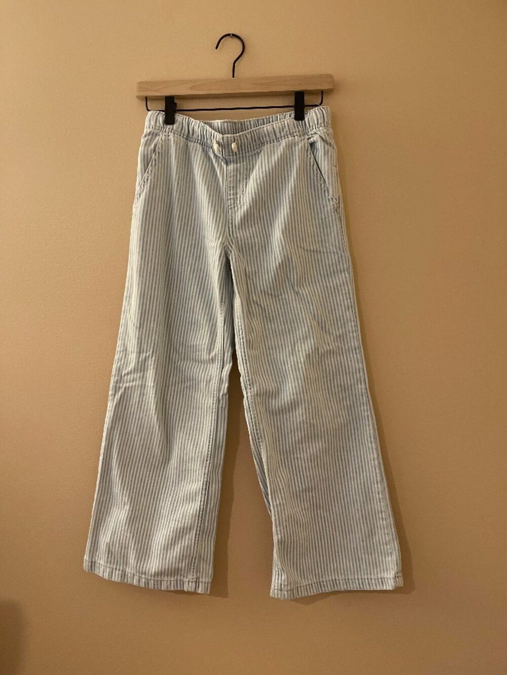 Cat & Jack Blue & White Striped Pull-On Wide-Leg Pants Sz XL